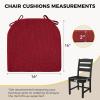 imagedownluxe Indoor Chair Cushions for Dining Chairs Soft and Comfortable Textured Foam Kitchen Chair Pads with Ties and NonSlip Backing 16quot x 16quot x 2quot Dark Grey 4 PackRed