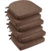 imagedownluxe Indoor Chair Cushions for Dining Chairs Soft and Comfortable Textured Foam Kitchen Chair Pads with Ties and NonSlip Backing 16quot x 16quot x 2quot Dark Grey 4 PackBrown