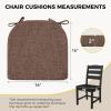 imagedownluxe Indoor Chair Cushions for Dining Chairs Soft and Comfortable Textured Foam Kitchen Chair Pads with Ties and NonSlip Backing 16quot x 16quot x 2quot Dark Grey 4 PackBrown
