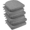 imagedownluxe Indoor Chair Cushions for Dining Chairs Soft and Comfortable Textured Foam Kitchen Chair Pads with Ties and NonSlip Backing 16quot x 16quot x 2quot Dark Grey 4 PackDark Grey