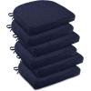 imagedownluxe Indoor Chair Cushions for Dining Chairs Soft and Comfortable Textured Foam Kitchen Chair Pads with Ties and NonSlip Backing 16quot x 16quot x 2quot Dark Grey 4 PackNavy