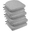 imagedownluxe Indoor Chair Cushions for Dining Chairs Soft and Comfortable Textured Foam Kitchen Chair Pads with Ties and NonSlip Backing 16quot x 16quot x 2quot Dark Grey 4 PackLight Grey