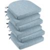 imagedownluxe Indoor Chair Cushions for Dining Chairs Soft and Comfortable Textured Foam Kitchen Chair Pads with Ties and NonSlip Backing 16quot x 16quot x 2quot Dark Grey 4 PackLight Blue