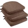 imagedownluxe Indoor Chair Cushions for Dining Chairs Soft and Comfortable Textured Foam Kitchen Chair Pads with Ties and NonSlip Backing 16quot x 16quot x 2quot Dark Grey 4 PackBrown