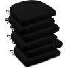 imagedownluxe Indoor Chair Cushions for Dining Chairs Soft and Comfortable Textured Foam Kitchen Chair Pads with Ties and NonSlip Backing 16quot x 16quot x 2quot Dark Grey 4 PackBlack