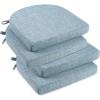 imagedownluxe Indoor Chair Cushions for Dining Chairs Soft and Comfortable Textured Foam Kitchen Chair Pads with Ties and NonSlip Backing 16quot x 16quot x 2quot Dark Grey 4 PackLight Blue