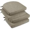 imagedownluxe Indoor Chair Cushions for Dining Chairs Soft and Comfortable Textured Foam Kitchen Chair Pads with Ties and NonSlip Backing 16quot x 16quot x 2quot Dark Grey 4 PackKhaki