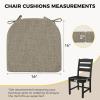 imagedownluxe Indoor Chair Cushions for Dining Chairs Soft and Comfortable Textured Foam Kitchen Chair Pads with Ties and NonSlip Backing 16quot x 16quot x 2quot Dark Grey 4 PackKhaki