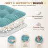 imagedownluxe Indoor Chair Cushions for Dining Chairs Tufted Overstuffed Textured Foam Kitchen Chair Pads with Ties and NonSlip Backing 155quot x 155quot x 4quot Dark Grey 4 PackAqua Blue