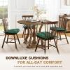 imagedownluxe Indoor Chair Cushions for Dining Chairs Tufted Overstuffed Textured Foam Kitchen Chair Pads with Ties and NonSlip Backing 155quot x 155quot x 4quot Dark Grey 4 PackDark Green