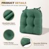 imagedownluxe Indoor Chair Cushions for Dining Chairs Tufted Overstuffed Textured Foam Kitchen Chair Pads with Ties and NonSlip Backing 155quot x 155quot x 4quot Dark Grey 4 PackDark Green