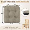 imagedownluxe Indoor Chair Cushions for Dining Chairs Tufted Overstuffed Textured Foam Kitchen Chair Pads with Ties and NonSlip Backing 155quot x 155quot x 4quot Dark Grey 4 PackKhaki