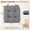 imagedownluxe Indoor Chair Cushions for Dining Chairs Tufted Overstuffed Textured Foam Kitchen Chair Pads with Ties and NonSlip Backing 155quot x 155quot x 4quot Dark Grey 4 PackDark Grey