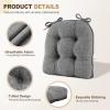 imagedownluxe Indoor Chair Cushions for Dining Chairs Tufted Overstuffed Textured Foam Kitchen Chair Pads with Ties and NonSlip Backing 155quot x 155quot x 4quot Dark Grey 4 PackDark Grey