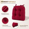 imagedownluxe Indoor Chair Cushions for Dining Chairs Tufted Overstuffed Textured Foam Kitchen Chair Pads with Ties and NonSlip Backing 155quot x 155quot x 4quot Dark Grey 4 PackRed