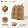 imagedownluxe Indoor Chair Cushions for Dining Chairs Tufted Overstuffed Textured Foam Kitchen Chair Pads with Ties and NonSlip Backing 155quot x 155quot x 4quot Dark Grey 4 PackTaupe