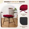 imagedownluxe Indoor Chair Cushions for Dining Chairs Tufted Overstuffed Textured Foam Kitchen Chair Pads with Ties and NonSlip Backing 155quot x 155quot x 4quot Dark Grey 4 PackRed