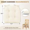 imagedownluxe Indoor Chair Cushions for Dining Chairs Tufted Overstuffed Textured Foam Kitchen Chair Pads with Ties and NonSlip Backing 155quot x 155quot x 4quot Dark Grey 4 PackBeige