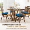 imagedownluxe Indoor Chair Cushions for Dining Chairs Tufted Overstuffed Textured Foam Kitchen Chair Pads with Ties and NonSlip Backing 155quot x 155quot x 4quot Dark Grey 4 PackTurquoize