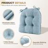 imagedownluxe Indoor Chair Cushions for Dining Chairs Tufted Overstuffed Textured Foam Kitchen Chair Pads with Ties and NonSlip Backing 155quot x 155quot x 4quot Dark Grey 4 PackLight Blue
