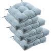 imagedownluxe Indoor Chair Cushions for Dining Chairs Tufted Overstuffed Textured Foam Kitchen Chair Pads with Ties and NonSlip Backing 155quot x 155quot x 4quot Dark Grey 4 PackLight Blue