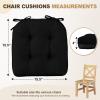 imagedownluxe Indoor Chair Cushions for Dining Chairs Tufted Overstuffed Textured Foam Kitchen Chair Pads with Ties and NonSlip Backing 155quot x 155quot x 4quot Dark Grey 4 PackBlack