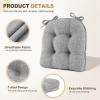 imagedownluxe Indoor Chair Cushions for Dining Chairs Tufted Overstuffed Textured Foam Kitchen Chair Pads with Ties and NonSlip Backing 155quot x 155quot x 4quot Dark Grey 4 PackLight Grey