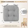 imagedownluxe Indoor Chair Cushions for Dining Chairs Tufted Overstuffed Textured Foam Kitchen Chair Pads with Ties and NonSlip Backing 155quot x 155quot x 4quot Dark Grey 4 PackLight Grey