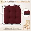 imagedownluxe Indoor Chair Cushions for Dining Chairs Tufted Overstuffed Textured Foam Kitchen Chair Pads with Ties and NonSlip Backing 155quot x 155quot x 4quot Dark Grey 4 PackBurgundy