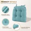 imagedownluxe Indoor Chair Cushions for Dining Chairs Tufted Overstuffed Textured Foam Kitchen Chair Pads with Ties and NonSlip Backing 155quot x 155quot x 4quot Dark Grey 4 PackAqua Blue