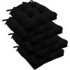imagedownluxe Indoor Chair Cushions for Dining Chairs Tufted Overstuffed Textured Foam Kitchen Chair Pads with Ties and NonSlip Backing 155quot x 155quot x 4quot Dark Grey 4 PackBlack