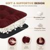 imagedownluxe Indoor Chair Cushions for Dining Chairs Tufted Overstuffed Textured Foam Kitchen Chair Pads with Ties and NonSlip Backing 155quot x 155quot x 4quot Dark Grey 4 PackBurgundy