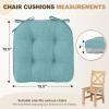 imagedownluxe Indoor Chair Cushions for Dining Chairs Tufted Overstuffed Textured Foam Kitchen Chair Pads with Ties and NonSlip Backing 155quot x 155quot x 4quot Dark Grey 4 PackAqua Blue