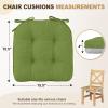 imagedownluxe Indoor Chair Cushions for Dining Chairs Tufted Overstuffed Textured Foam Kitchen Chair Pads with Ties and NonSlip Backing 155quot x 155quot x 4quot Dark Grey 4 PackGrass Green