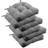 imagedownluxe Indoor Chair Cushions for Dining Chairs Tufted Overstuffed Textured Foam Kitchen Chair Pads with Ties and NonSlip Backing 155quot x 155quot x 4quot Dark Grey 4 PackDark Grey