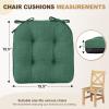 imagedownluxe Indoor Chair Cushions for Dining Chairs Tufted Overstuffed Textured Foam Kitchen Chair Pads with Ties and NonSlip Backing 155quot x 155quot x 4quot Dark Grey 4 PackDark Green