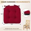 imagedownluxe Indoor Chair Cushions for Dining Chairs Tufted Overstuffed Textured Foam Kitchen Chair Pads with Ties and NonSlip Backing 155quot x 155quot x 4quot Dark Grey 4 PackRed