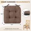 imagedownluxe Indoor Chair Cushions for Dining Chairs Tufted Overstuffed Textured Foam Kitchen Chair Pads with Ties and NonSlip Backing 155quot x 155quot x 4quot Dark Grey 4 PackBrown