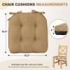 imagedownluxe Indoor Chair Cushions for Dining Chairs Tufted Overstuffed Textured Foam Kitchen Chair Pads with Ties and NonSlip Backing 155quot x 155quot x 4quot Dark Grey 4 PackTaupe