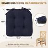 imagedownluxe Indoor Chair Cushions for Dining Chairs Tufted Overstuffed Textured Foam Kitchen Chair Pads with Ties and NonSlip Backing 155quot x 155quot x 4quot Dark Grey 4 PackNavy