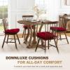 imagedownluxe Indoor Chair Cushions for Dining Chairs Tufted Overstuffed Textured Foam Kitchen Chair Pads with Ties and NonSlip Backing 155quot x 155quot x 4quot Dark Grey 4 PackRed