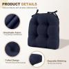 imagedownluxe Indoor Chair Cushions for Dining Chairs Tufted Overstuffed Textured Foam Kitchen Chair Pads with Ties and NonSlip Backing 155quot x 155quot x 4quot Dark Grey 4 PackNavy