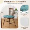 imagedownluxe Indoor Chair Cushions for Dining Chairs Tufted Overstuffed Textured Foam Kitchen Chair Pads with Ties and NonSlip Backing 155quot x 155quot x 4quot Dark Grey 4 PackAqua Blue