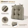 imagedownluxe Indoor Chair Cushions for Dining Chairs Tufted Overstuffed Textured Foam Kitchen Chair Pads with Ties and NonSlip Backing 155quot x 155quot x 4quot Dark Grey 4 PackKhaki