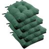 imagedownluxe Indoor Chair Cushions for Dining Chairs Tufted Overstuffed Textured Foam Kitchen Chair Pads with Ties and NonSlip Backing 155quot x 155quot x 4quot Dark Grey 4 PackDark Green