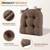 imagedownluxe Indoor Chair Cushions for Dining Chairs Tufted Overstuffed Textured Foam Kitchen Chair Pads with Ties and NonSlip Backing 155quot x 155quot x 4quot Dark Grey 4 PackBrown