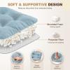 imagedownluxe Indoor Chair Cushions for Dining Chairs Tufted Overstuffed Textured Foam Kitchen Chair Pads with Ties and NonSlip Backing 155quot x 155quot x 4quot Dark Grey 4 PackLight Blue