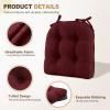 imagedownluxe Indoor Chair Cushions for Dining Chairs Tufted Overstuffed Textured Foam Kitchen Chair Pads with Ties and NonSlip Backing 155quot x 155quot x 4quot Dark Grey 4 PackBurgundy