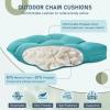imagedownluxe Outdoor Chair Cushions Set of 2 for Patio Furniture Waterproof Tufted Overstuffed Patio Furniture Cushions Memory Foam Outdoor Seat Cushion 19quot X 19quot X 5quot KhakiTeal