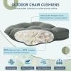 imagedownluxe Outdoor Chair Cushions Set of 2 for Patio Furniture Waterproof Tufted Overstuffed Patio Furniture Cushions Memory Foam Outdoor Seat Cushion 19quot X 19quot X 5quot KhakiDark Grey